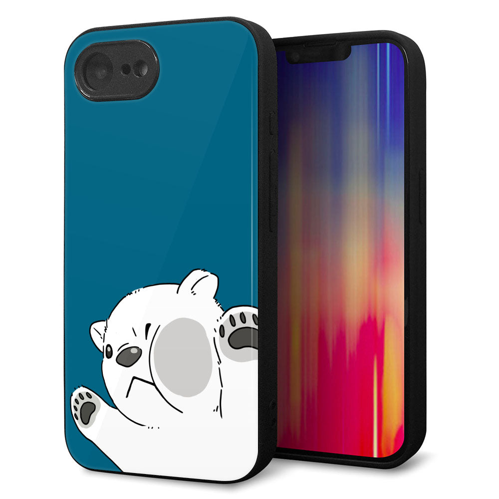 iPhone16e 強化ガラス&TPUスマホケース ガラプリ【HA299 むぎゅっとシロクマ】