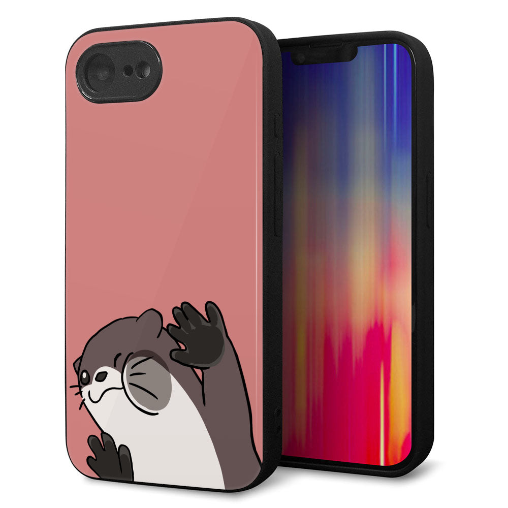 iPhone16e 強化ガラス&TPUスマホケース ガラプリ【HA306 むぎゅっとカワウソ】