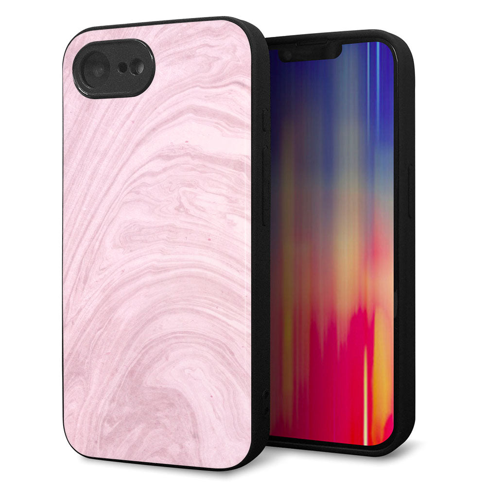 iPhone16e 強化ガラス&TPUスマホケース ガラプリ【KM873 大理石ラベンダー】