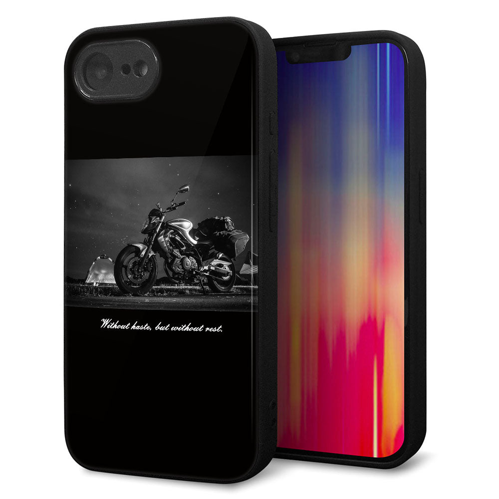 iPhone16e 強化ガラス&TPUスマホケース ガラプリ【KM879 バイク】