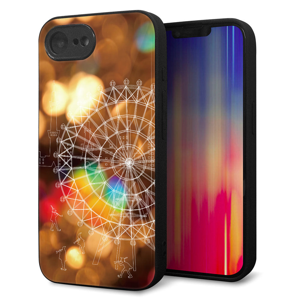 iPhone16e 強化ガラス&TPUスマホケース ガラプリ【KM884 観覧車と笛吹】