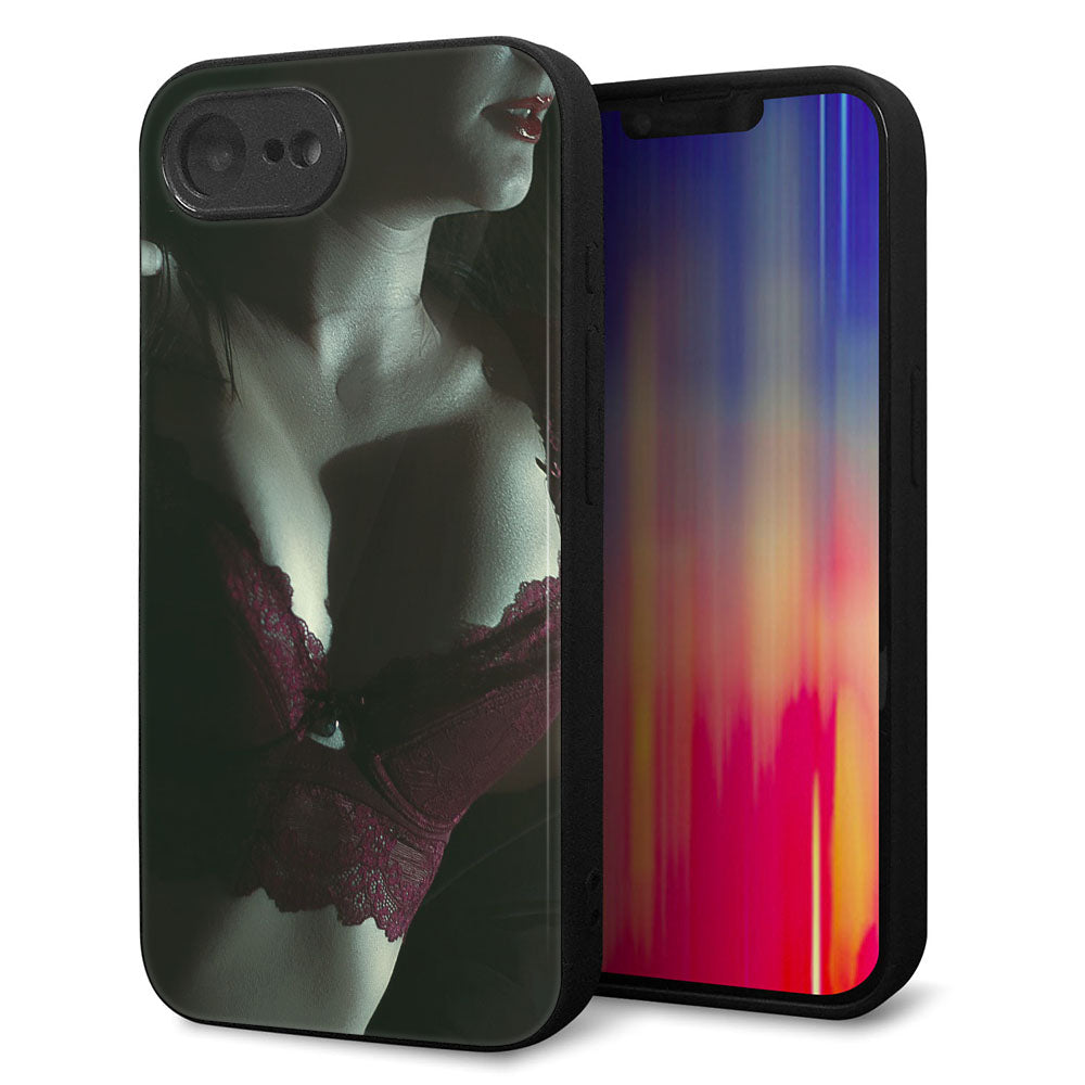 iPhone16e 強化ガラス&TPUスマホケース ガラプリ【KM887 ランジェリー】