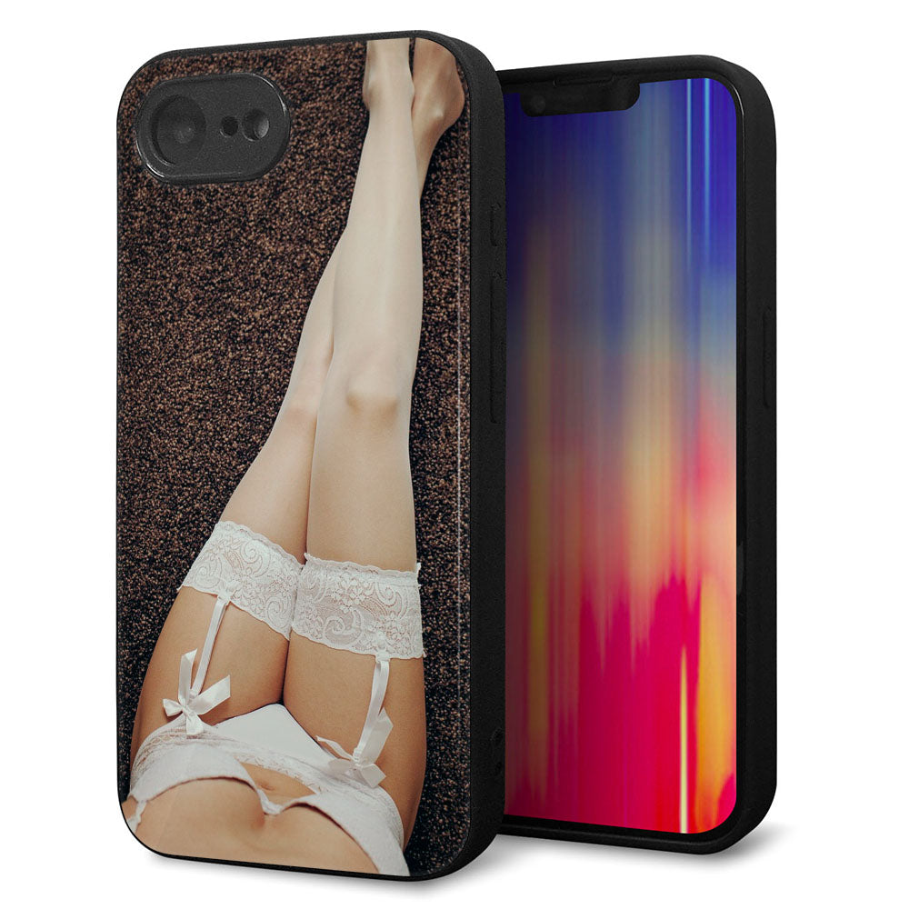 iPhone16e 強化ガラス&TPUスマホケース ガラプリ【KM888 ストッキング】