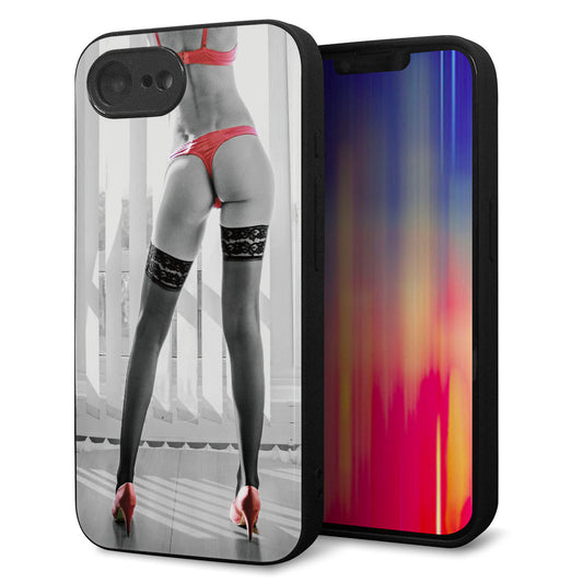 iPhone16e 強化ガラス&TPUスマホケース ガラプリ【KM889 ハイヒール】