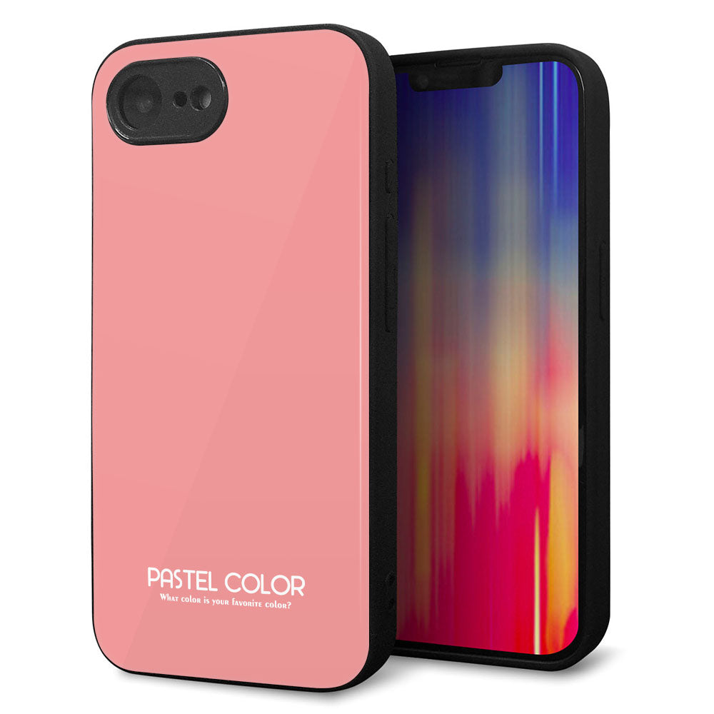 iPhone16e 強化ガラス&TPUスマホケース ガラプリ【KM902 パステルカラー(パステルレッド)】