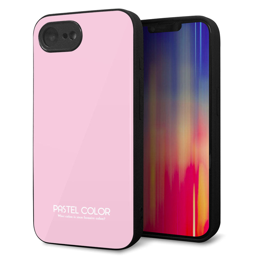 iPhone16e 強化ガラス&TPUスマホケース ガラプリ【KM903 パステルカラー(パステルローズピンク)】