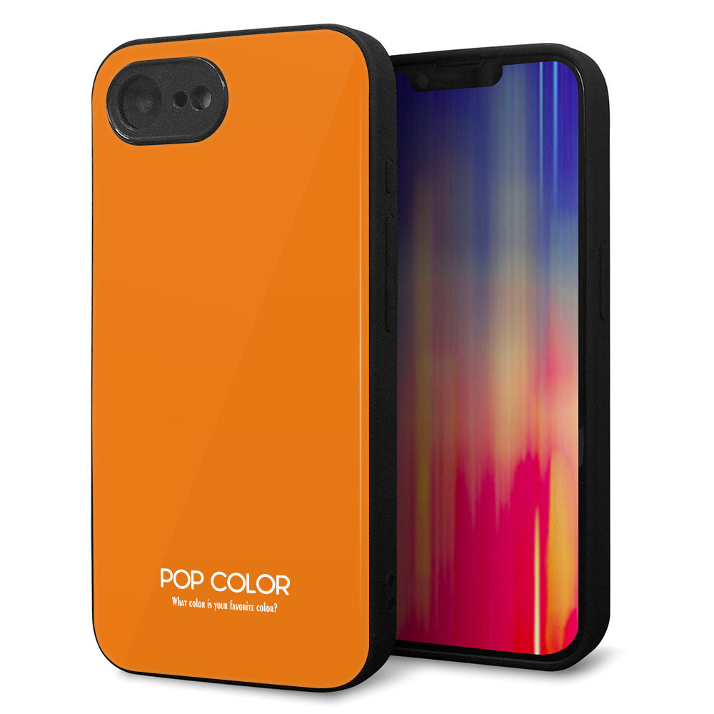 iPhone16e 強化ガラス&TPUスマホケース ガラプリ【KM906 ポップカラー(オレンジ)】