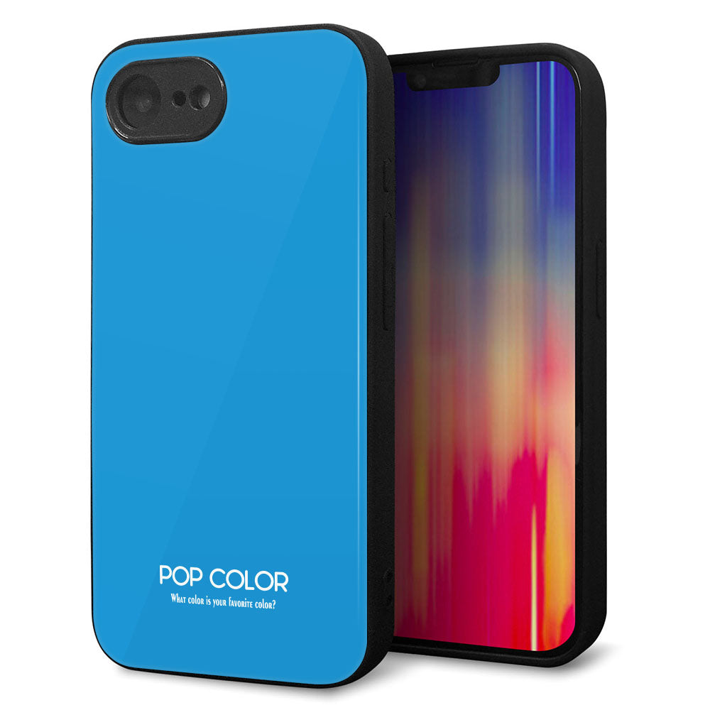 iPhone16e 強化ガラス&TPUスマホケース ガラプリ【KM908 ポップカラー(スカイブルー)】