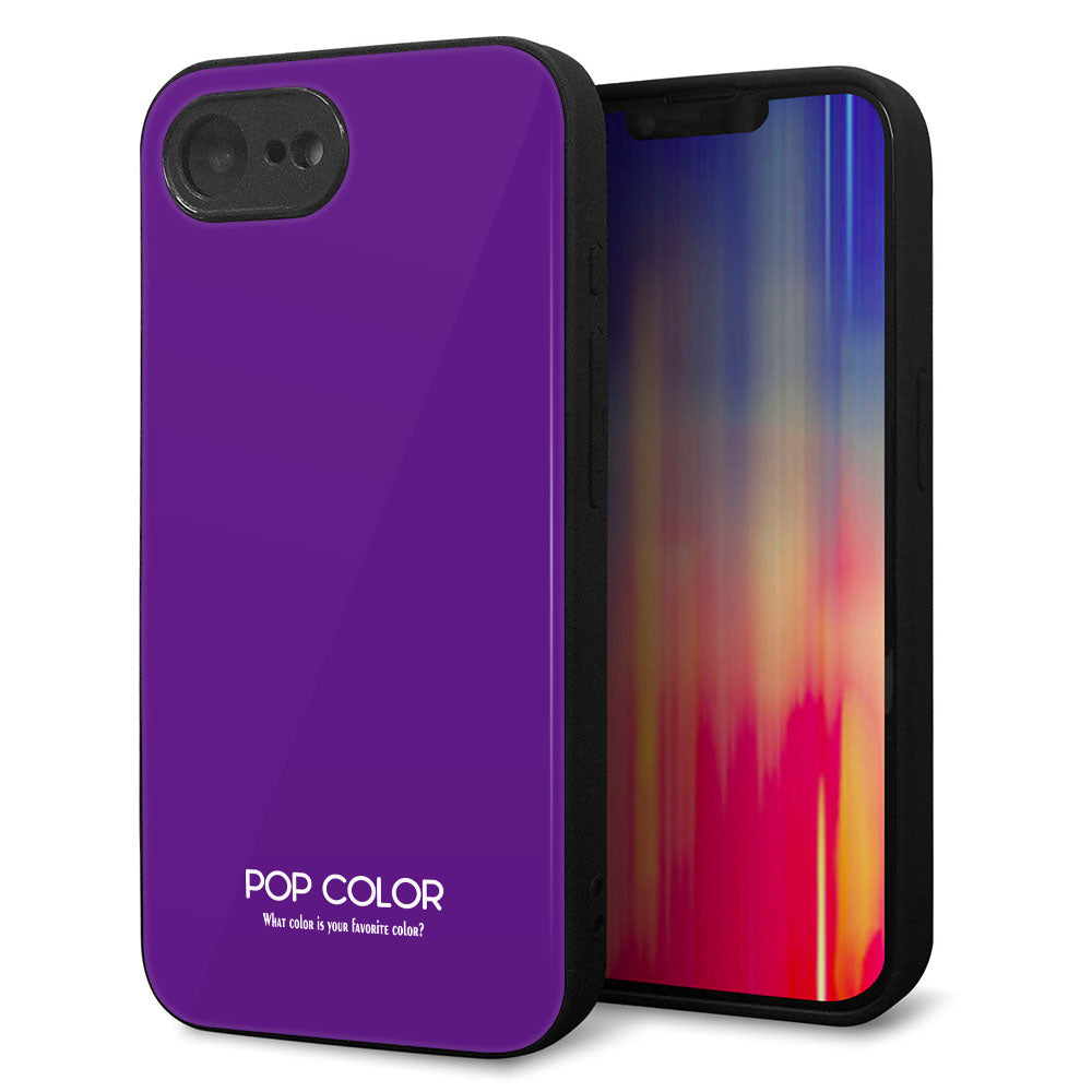 iPhone16e 強化ガラス&TPUスマホケース ガラプリ【KM909 ポップカラー(パープル)】