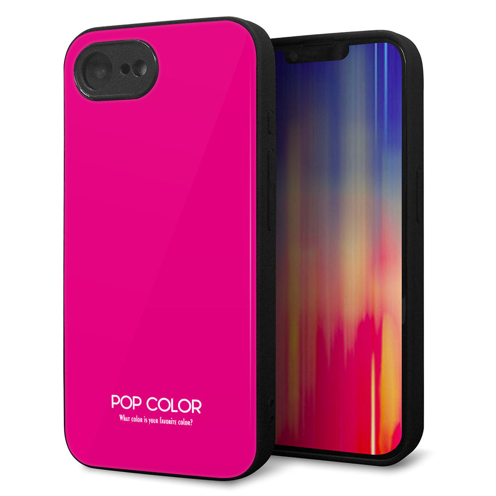 iPhone16e 強化ガラス&TPUスマホケース ガラプリ【KM910 ポップカラー(ピンク)】