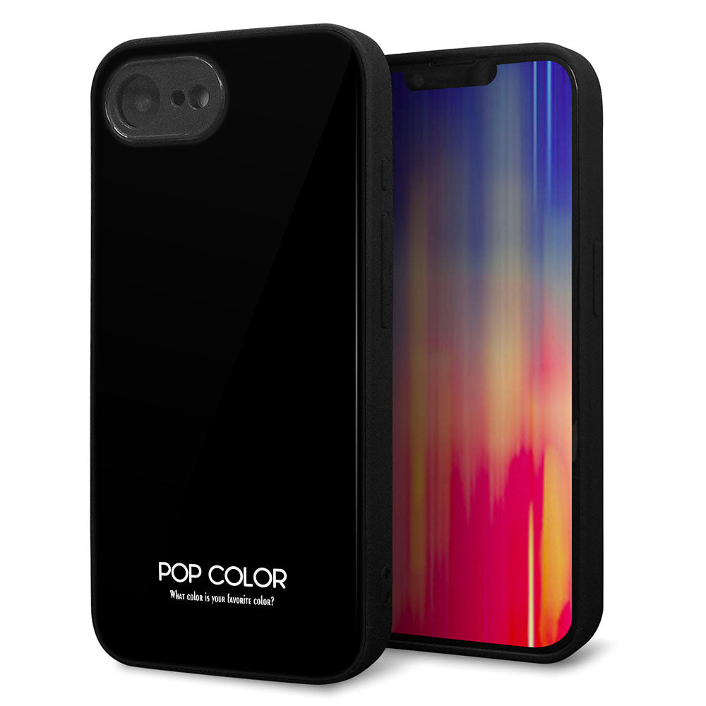 iPhone16e 強化ガラス&TPUスマホケース ガラプリ【KM911 ポップカラー(ブラック)】