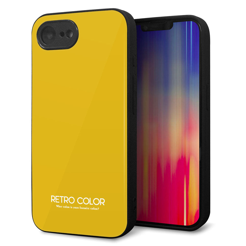 iPhone16e 強化ガラス&TPUスマホケース ガラプリ【KM920 レトロカラー(マスタード)】