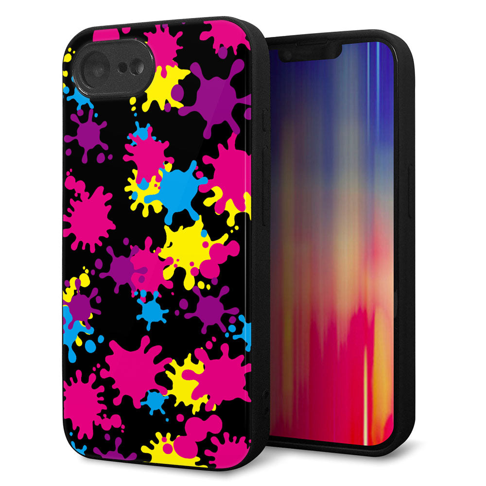 iPhone16e 強化ガラス&TPUスマホケース ガラプリ【MA877 ペイントブラック】