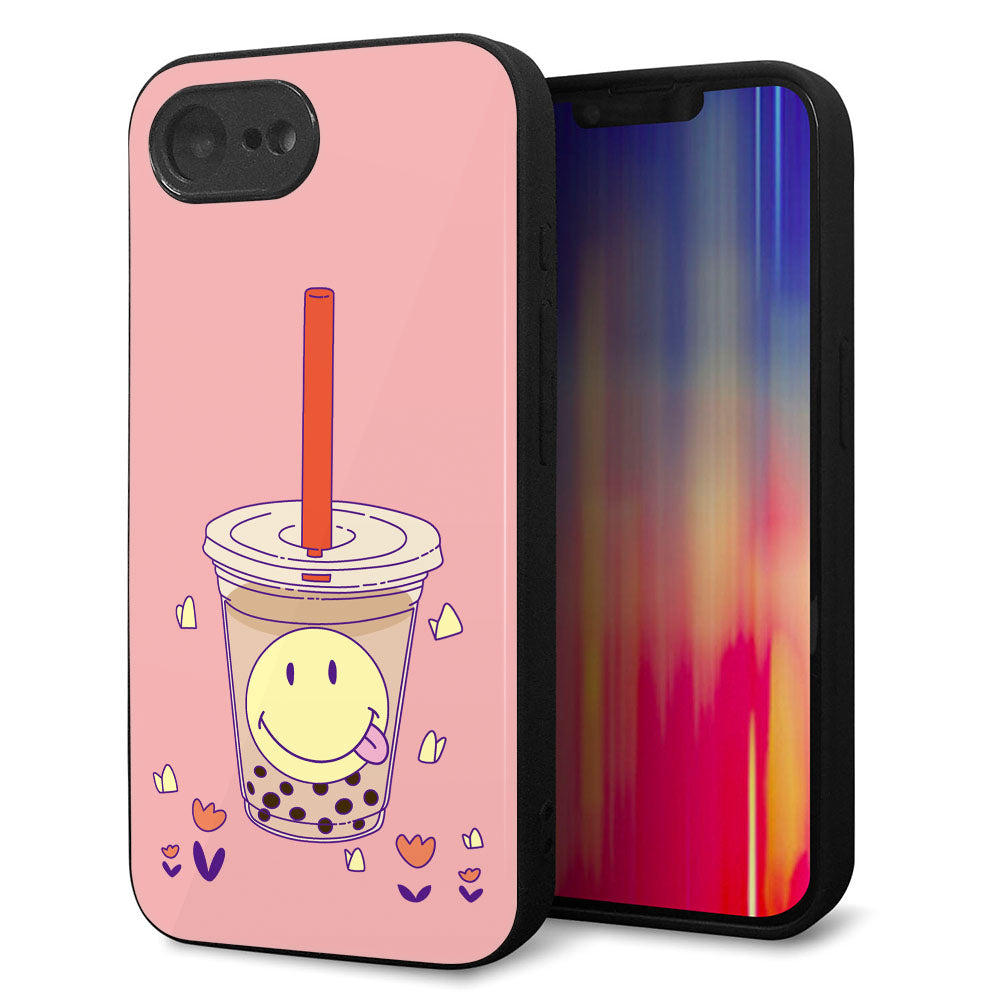 iPhone16e 強化ガラス&TPUスマホケース ガラプリ【MA903 タピオカ】