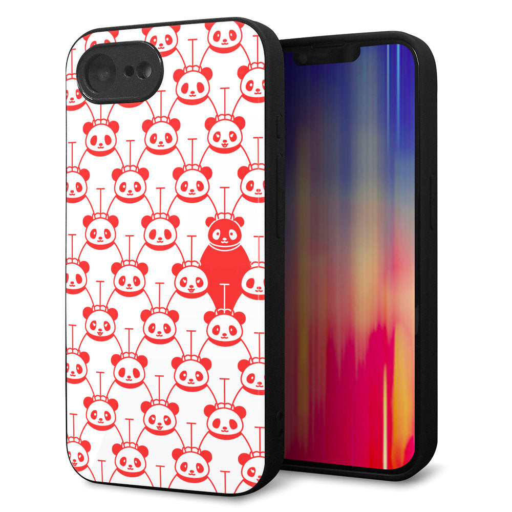 iPhone16e 強化ガラス&TPUスマホケース ガラプリ【MA913 パターン パンダ】