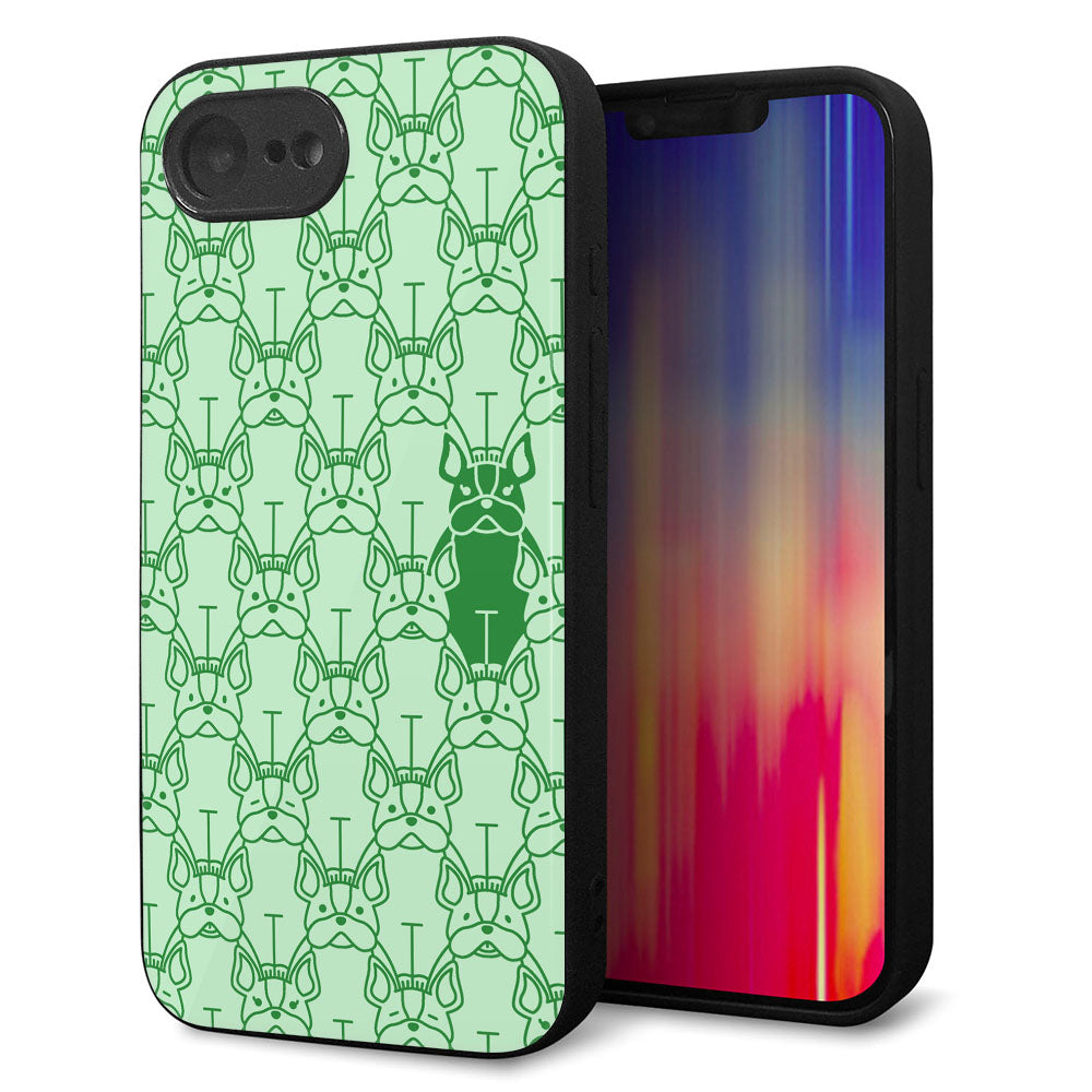 iPhone16e 強化ガラス&TPUスマホケース ガラプリ【MA916 パターン ドッグ】