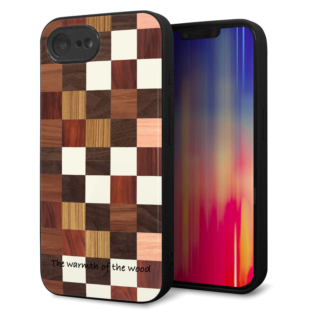 iPhone16e 強化ガラス&TPUスマホケース ガラプリ【MA929 寄木細工 チェッカー】