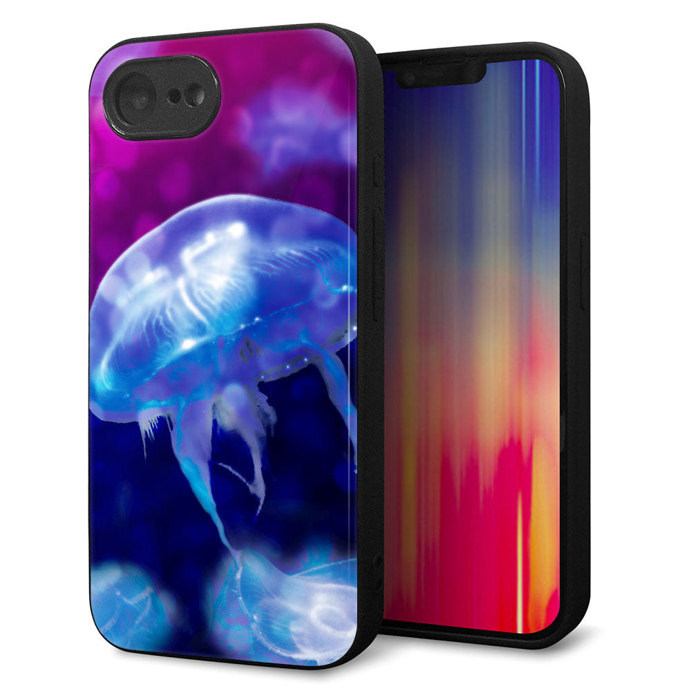 iPhone16e 強化ガラス&TPUスマホケース ガラプリ【MA934 クラゲハイライト】