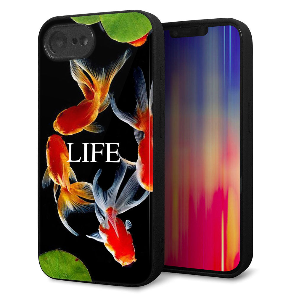 iPhone16e 強化ガラス&TPUスマホケース ガラプリ【MA958 金魚 C】