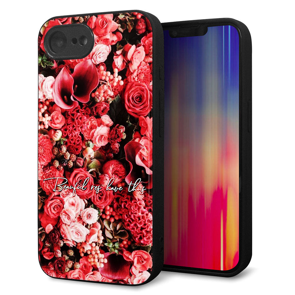 iPhone16e 強化ガラス&TPUスマホケース ガラプリ【MA992 フラワーA】