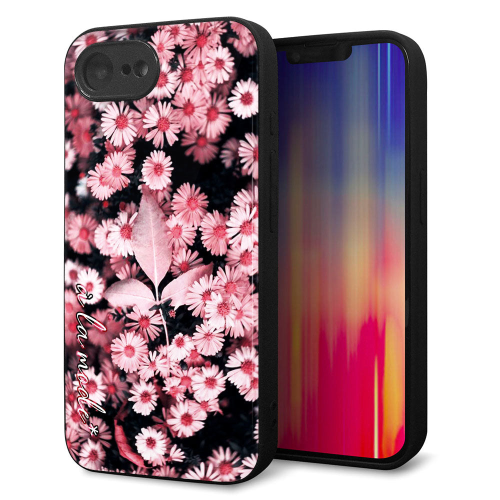 iPhone16e 強化ガラス&TPUスマホケース ガラプリ【MA993 フラワーB】