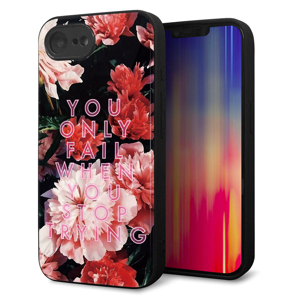 iPhone16e 強化ガラス&TPUスマホケース ガラプリ【MA994 フラワーC】