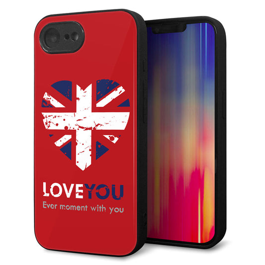 iPhone16e 強化ガラス&TPUスマホケース ガラプリ【SC804 ユニオンジャック ハートビンテージレッド】