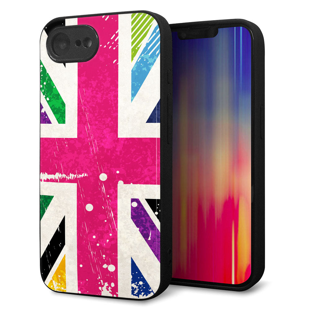 iPhone16e 強化ガラス&TPUスマホケース ガラプリ【SC806 ユニオンジャック ピンクビンテージ】