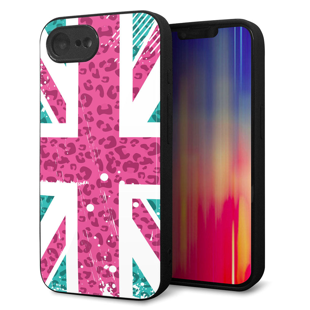 iPhone16e 強化ガラス&TPUスマホケース ガラプリ【SC807 ユニオンジャック ピンクヒョウ柄】