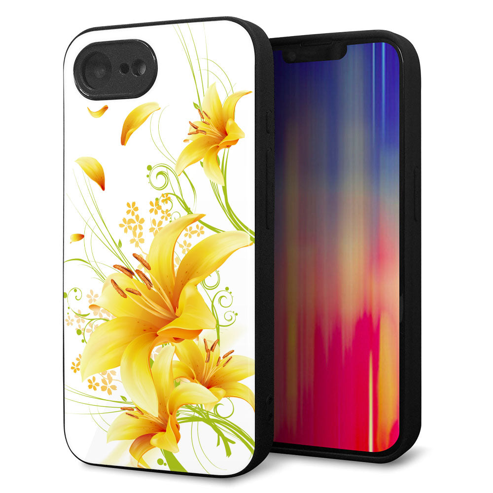 iPhone16e 強化ガラス&TPUスマホケース ガラプリ【SC852 ユリ(イエロー)】
