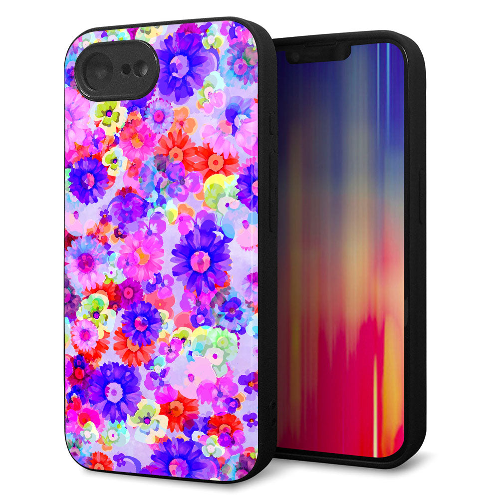 iPhone16e 強化ガラス&TPUスマホケース ガラプリ【SC868 リバティプリント フルールドパルファン(パープル)】