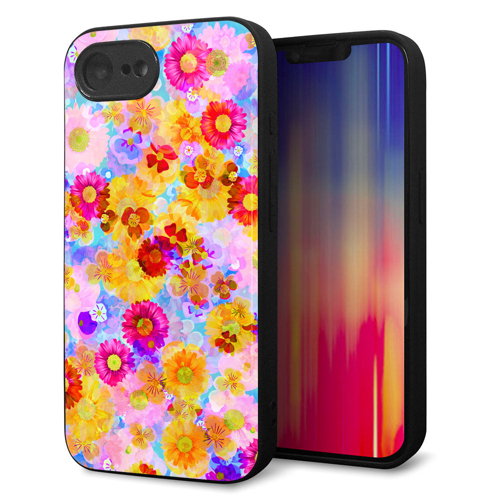 iPhone16e 強化ガラス&TPUスマホケース ガラプリ【SC870 リバティプリント フルールドパルファン(ブルー)】