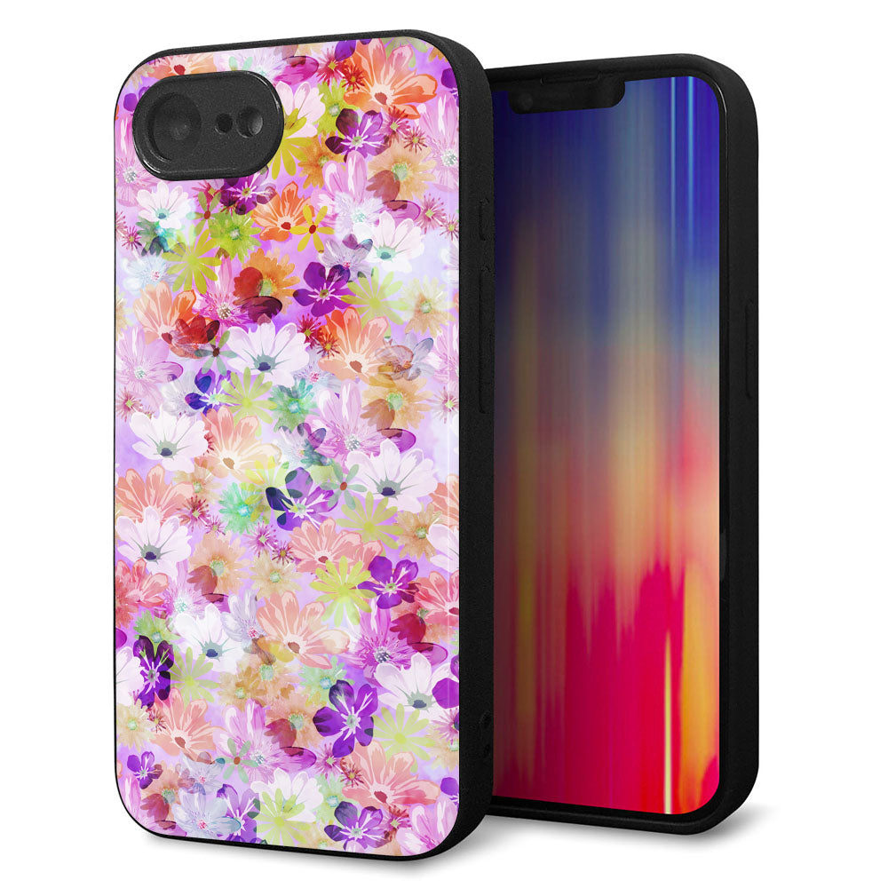 iPhone16e 強化ガラス&TPUスマホケース ガラプリ【SC873 リバティプリント プレスドフラワー(パープル)】