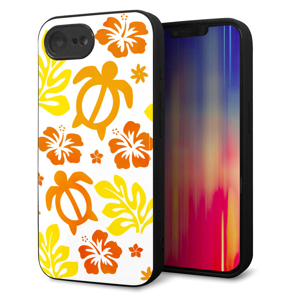 iPhone16e 強化ガラス&TPUスマホケース ガラプリ【SC877 ハワイアンアロハホヌ(イエロー)】