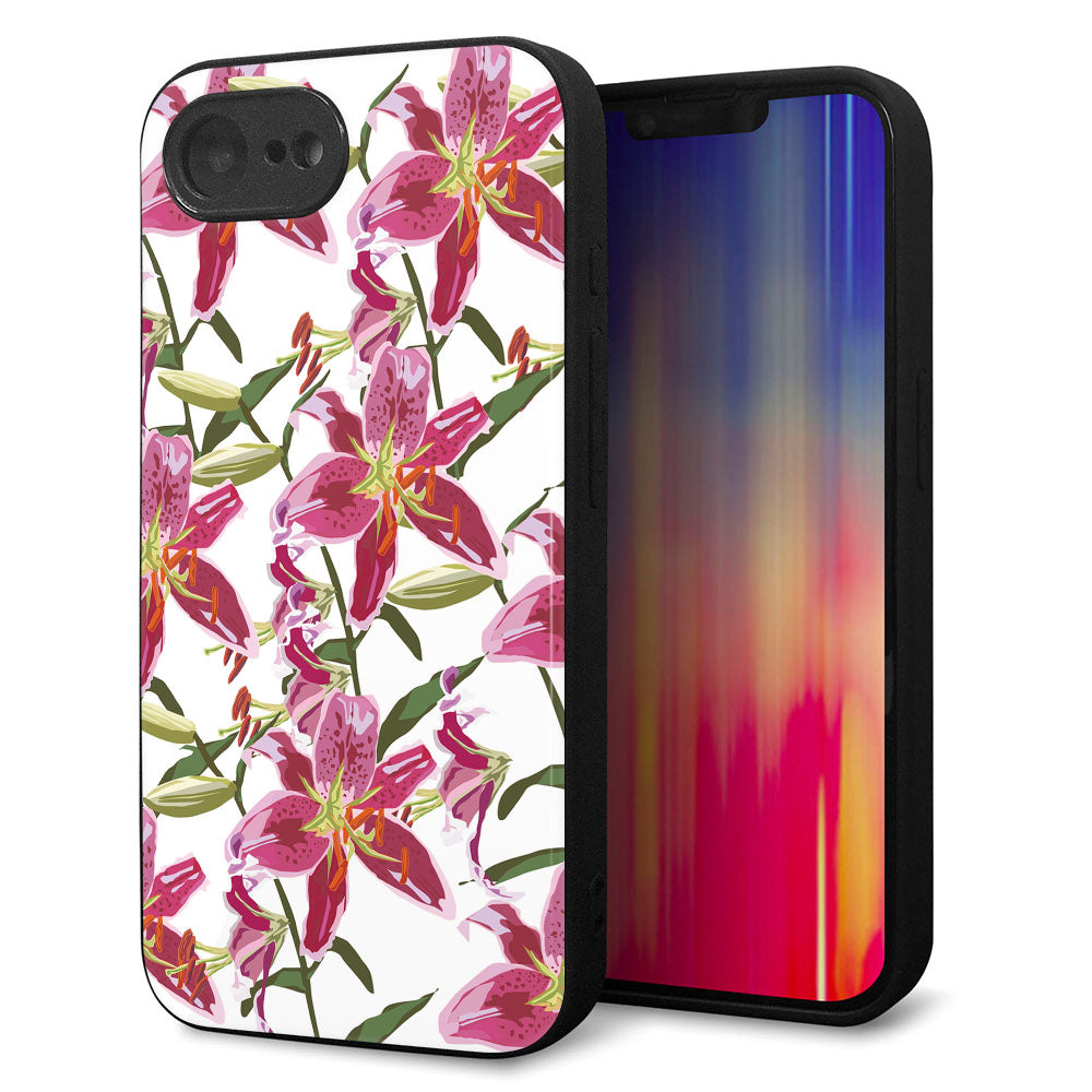 iPhone16e 強化ガラス&TPUスマホケース ガラプリ【SC892 ボタニカル スカーレットリリー】