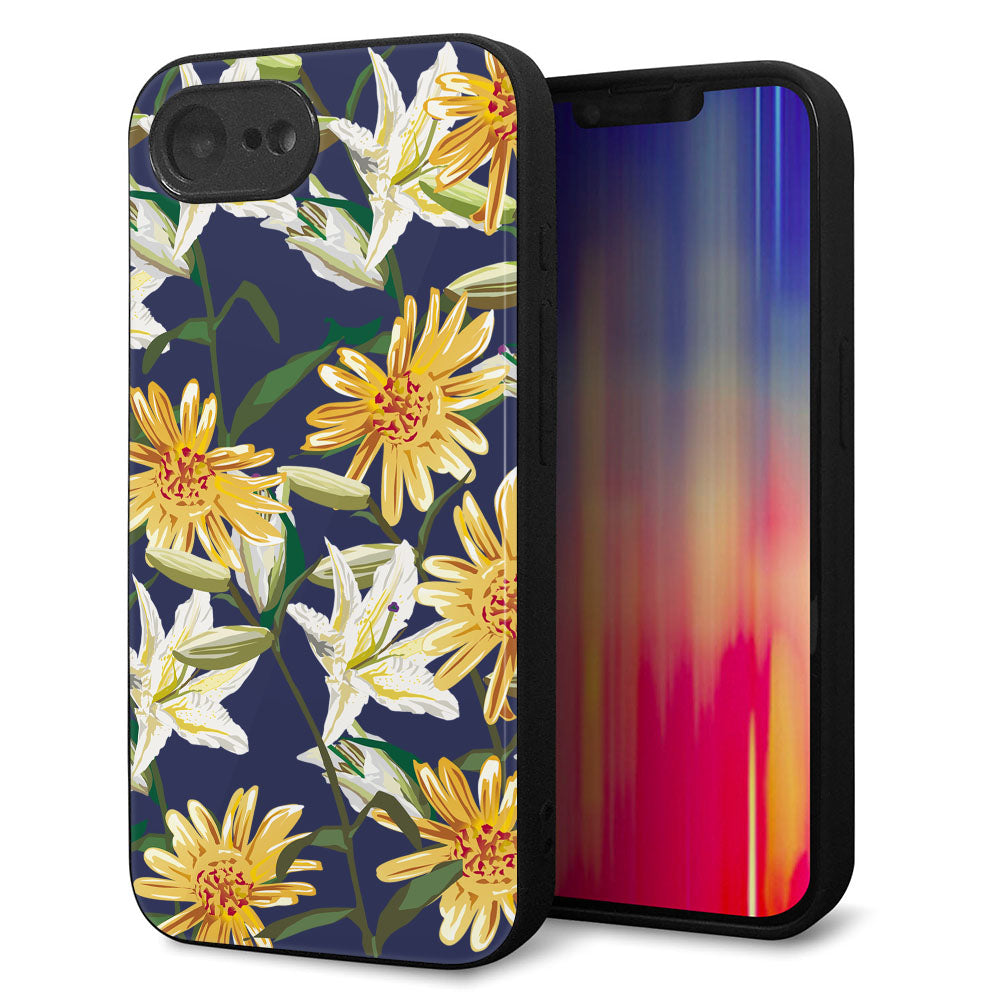 iPhone16e 強化ガラス&TPUスマホケース ガラプリ【SC893 ボタニカル デイジー&リリー】