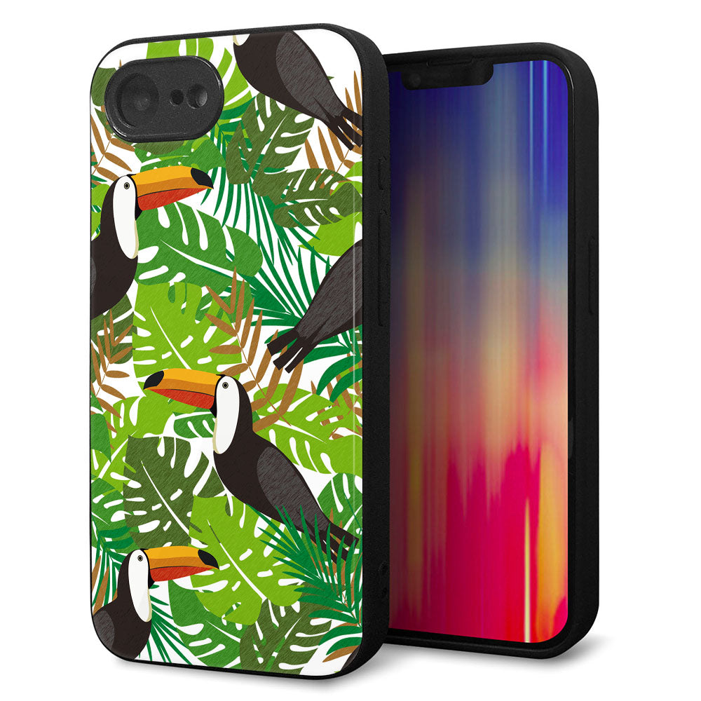 iPhone16e 強化ガラス&TPUスマホケース ガラプリ【SC894 ボタニカル トロピカルバード】