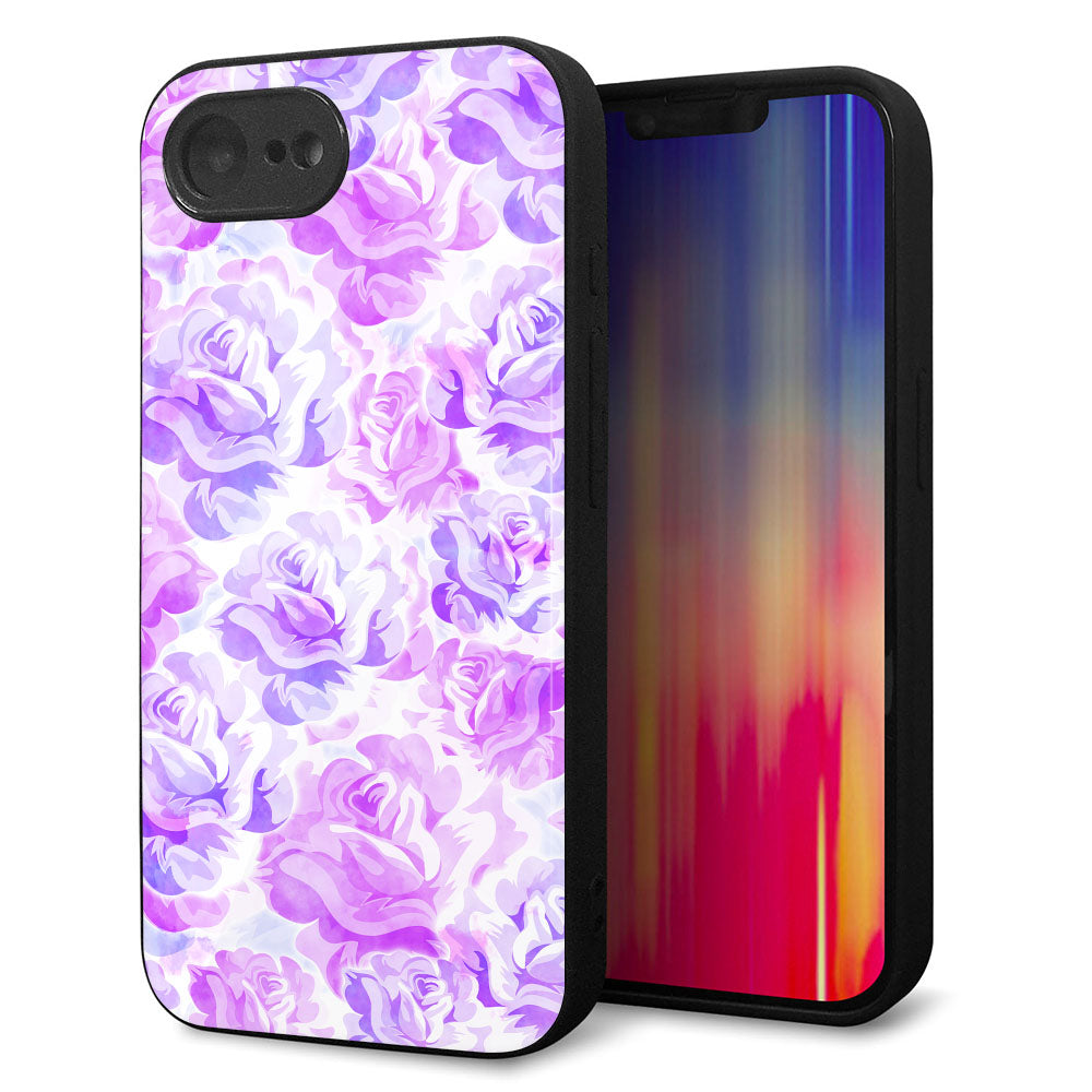 iPhone16e 強化ガラス&TPUスマホケース ガラプリ【SC929 ローズ パープル】