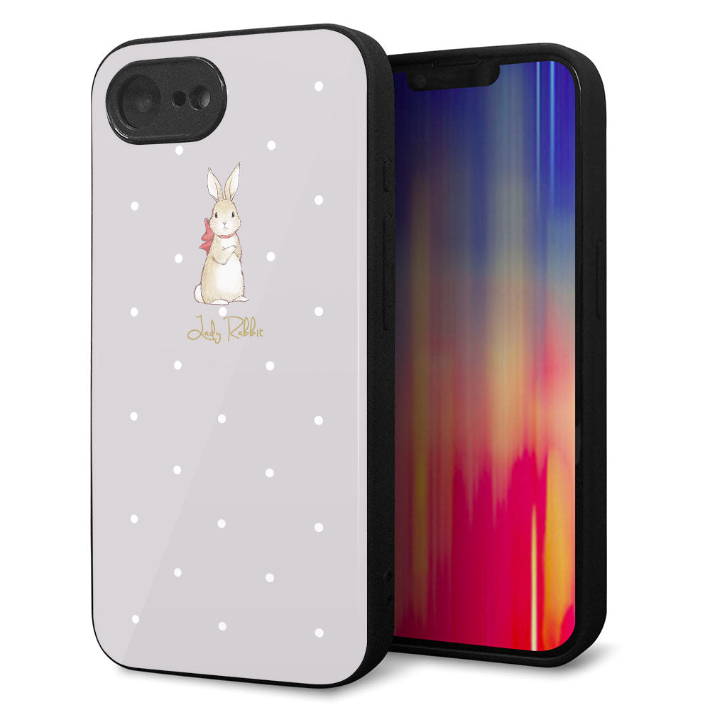 iPhone16e 強化ガラス&TPUスマホケース ガラプリ【SC968 Lady Rabbit グレージュ ガラプリhp】