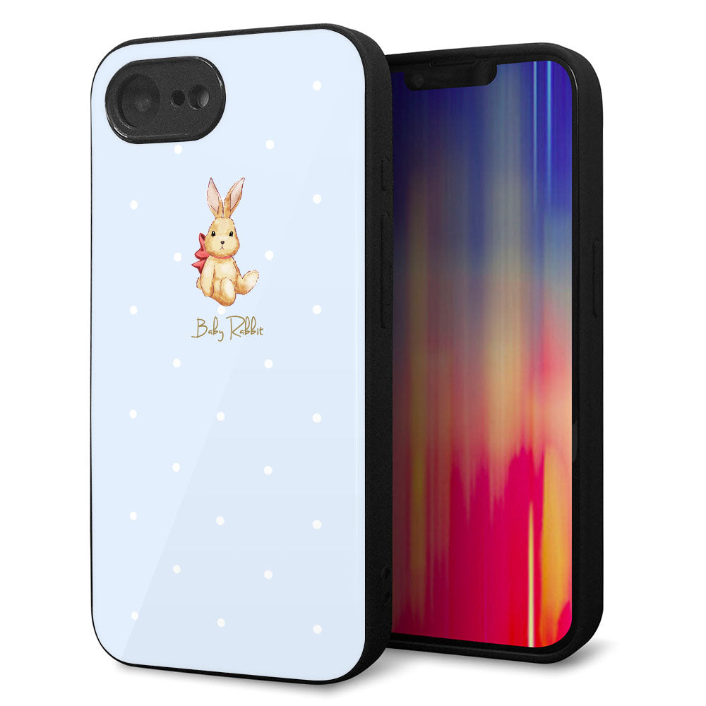 iPhone16e 強化ガラス&TPUスマホケース ガラプリ【SC980 Baby Rabbit ブルー ガラプリ】