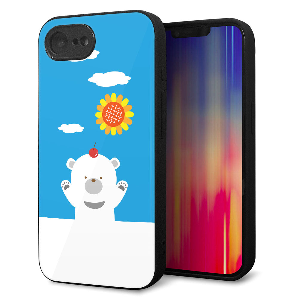 iPhone16e 強化ガラス&TPUスマホケース ガラプリ【TA017 夏くま】