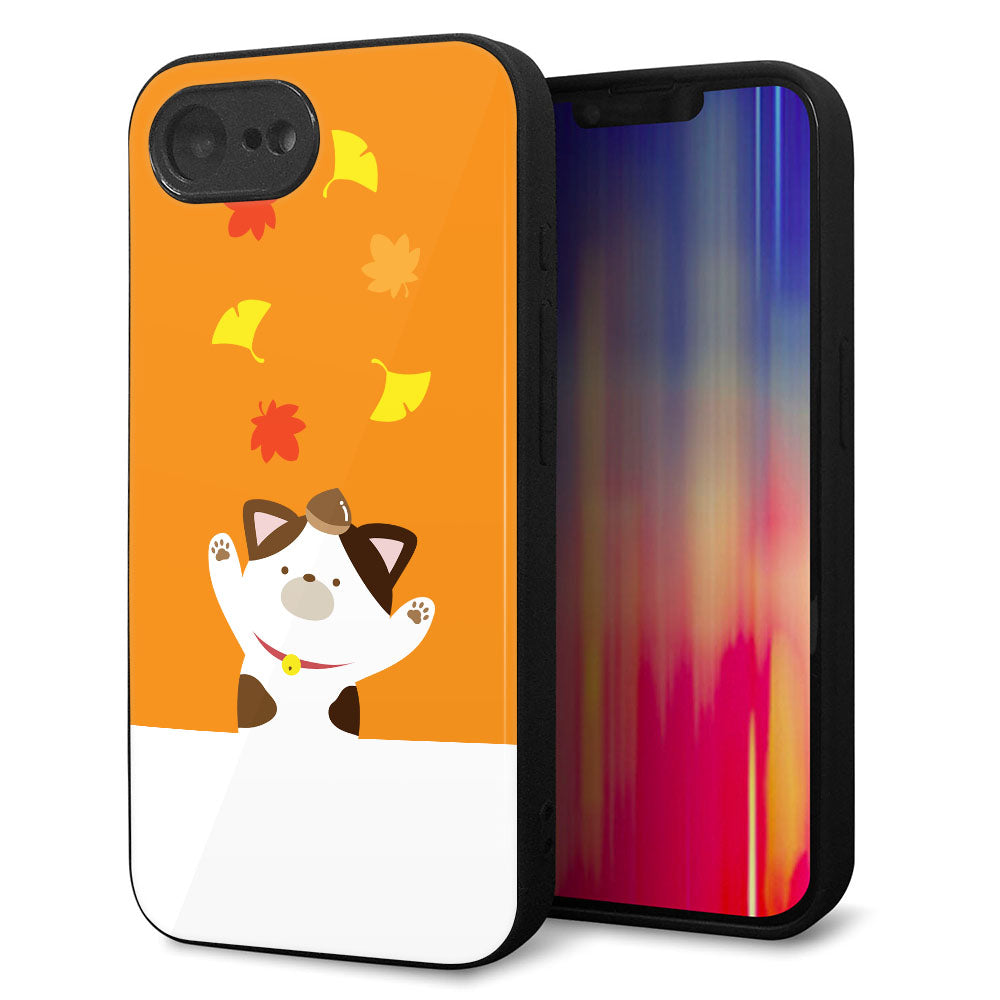 iPhone16e 強化ガラス&TPUスマホケース ガラプリ【TA018 秋みけ】