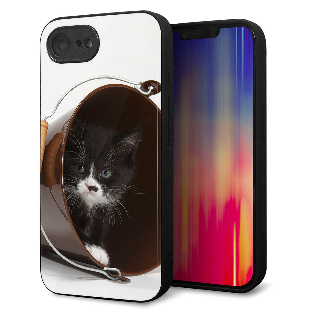 iPhone16e 強化ガラス&TPUスマホケース ガラプリ【VA800 ネコとバケツ】