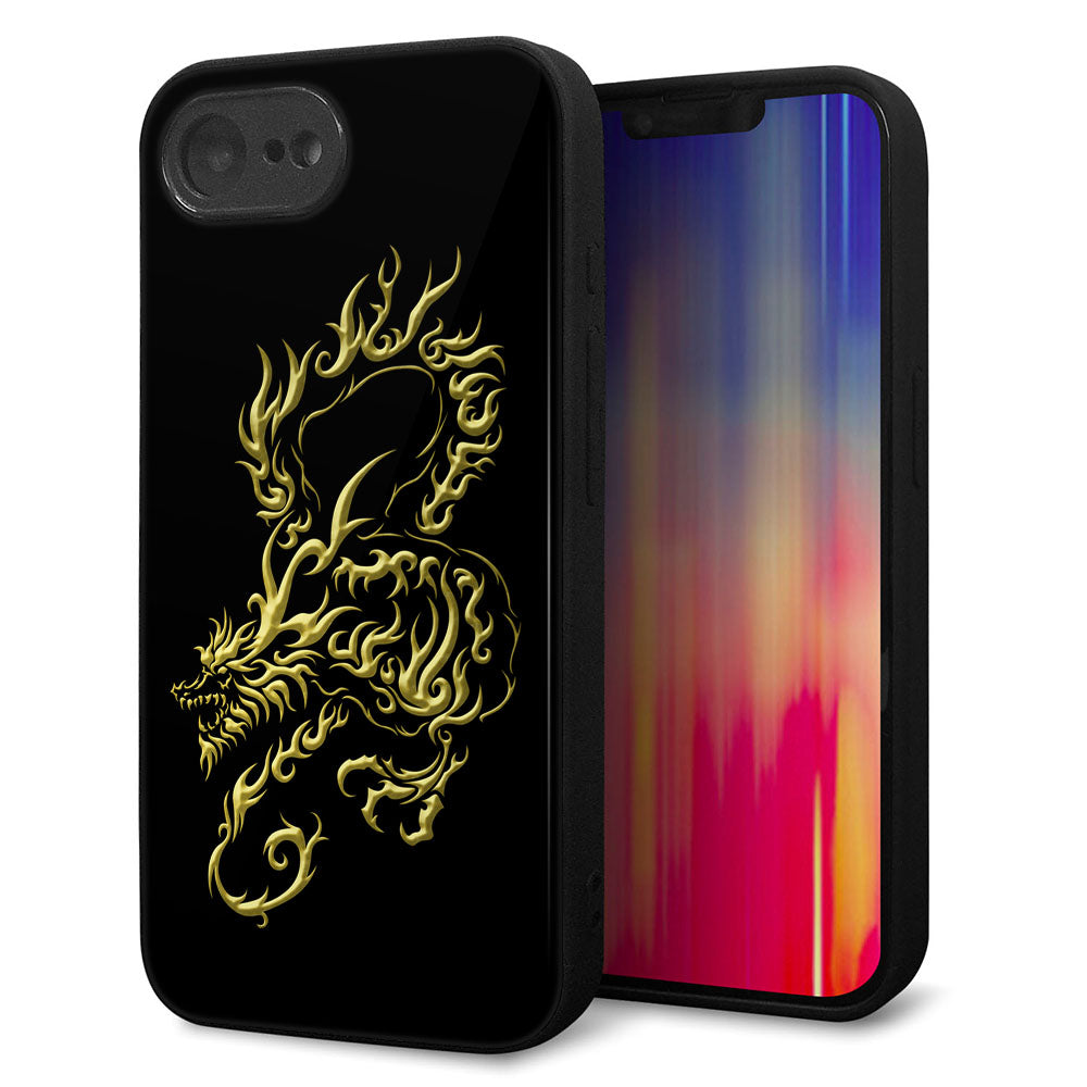 iPhone16e 強化ガラス&TPUスマホケース ガラプリ【VA831 闇と龍】