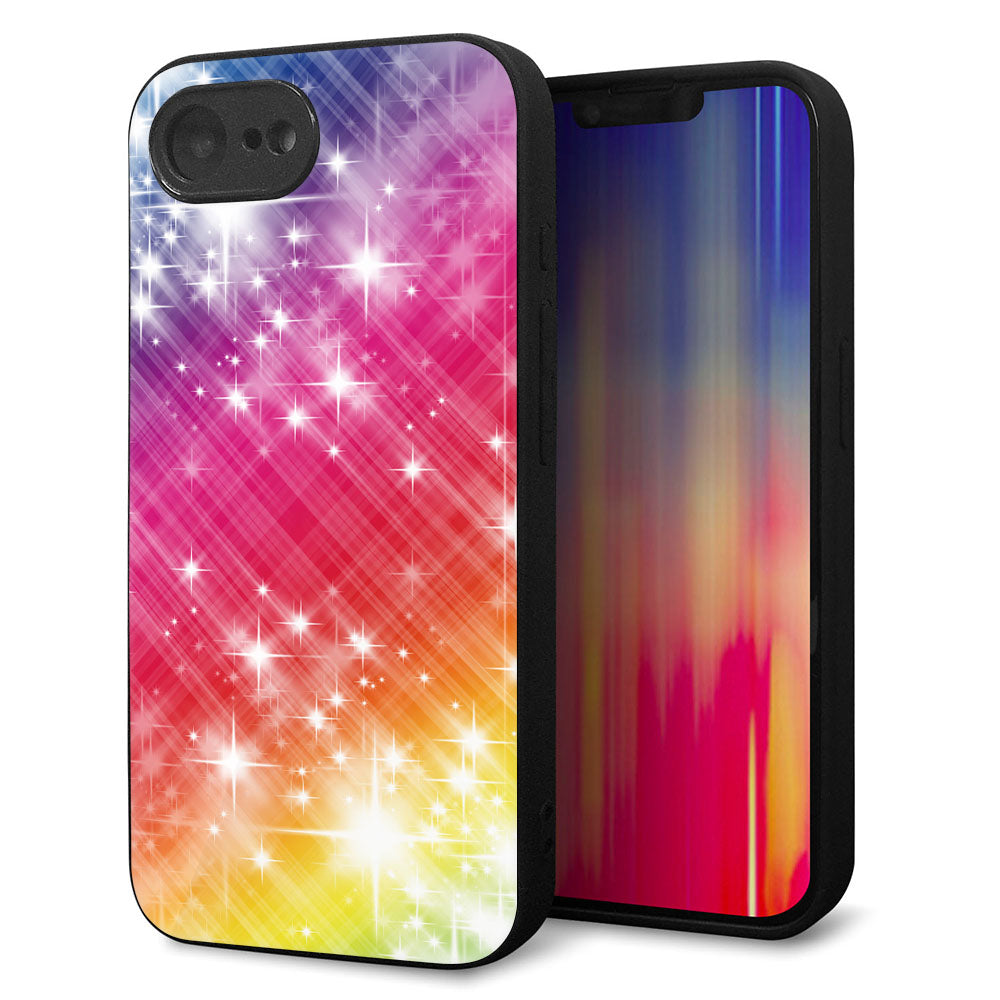 iPhone16e 強化ガラス&TPUスマホケース ガラプリ【VA872 レインボーフレーム】