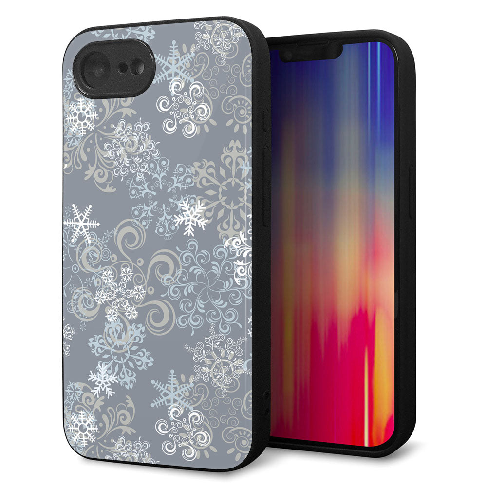 iPhone16e 強化ガラス&TPUスマホケース ガラプリ【XA801 雪の結晶】