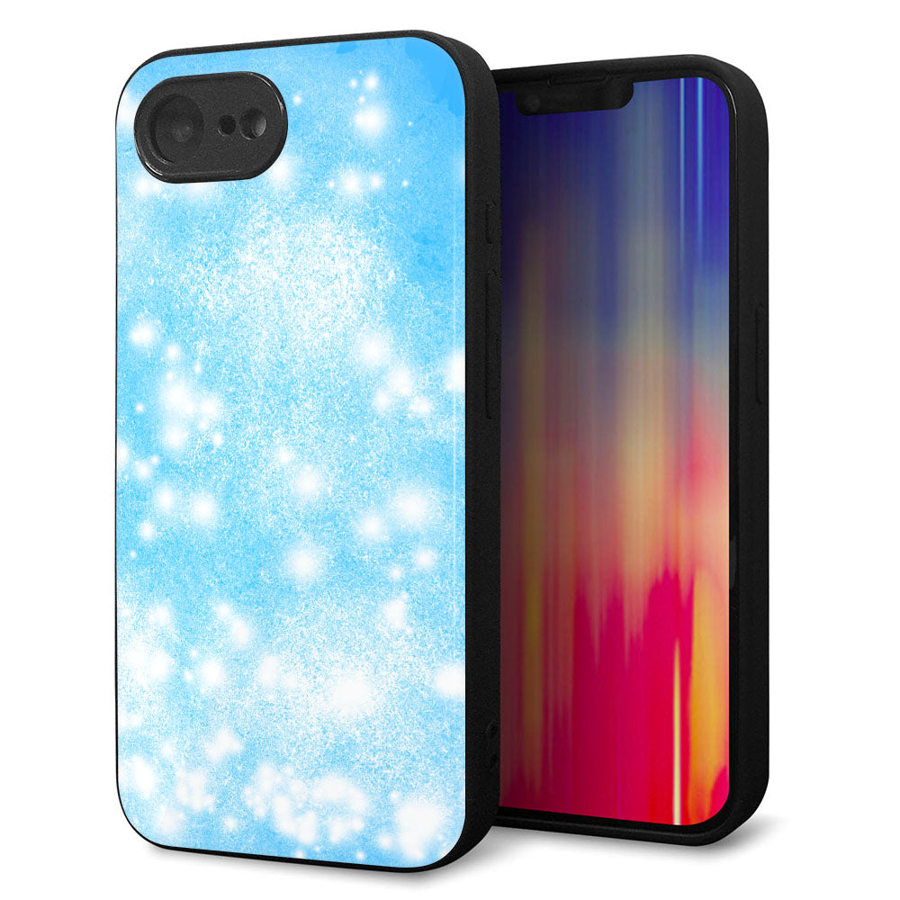 iPhone16e 強化ガラス&TPUスマホケース ガラプリ【YJ289 デザインブルー】