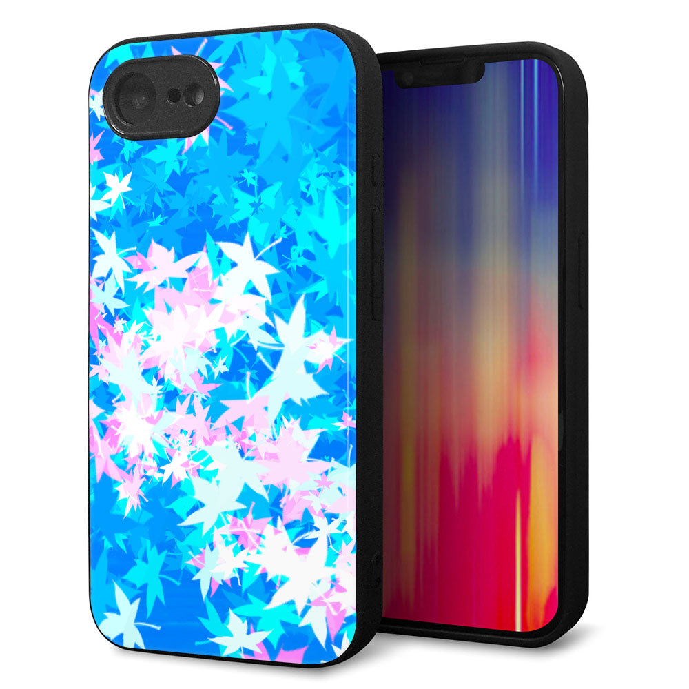 iPhone16e 強化ガラス&TPUスマホケース ガラプリ【YJ290 デザインもみじ】