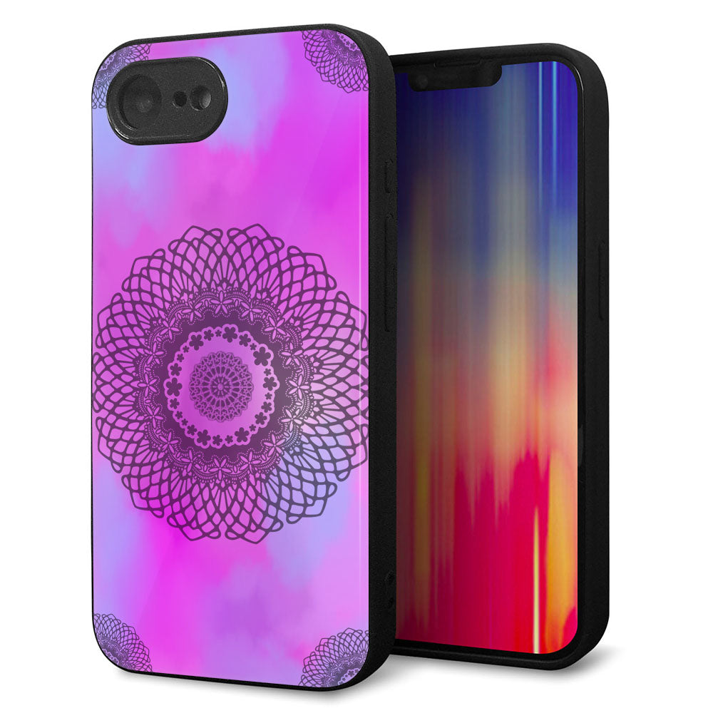 iPhone16e 強化ガラス&TPUスマホケース ガラプリ【YJ344 レース】