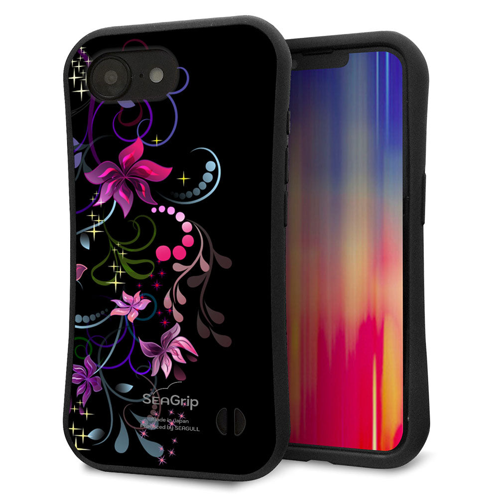 iPhone16e スマホケース 「SEA Grip」 グリップケース Sライン 【263 闇に浮かぶ華】 UV印刷